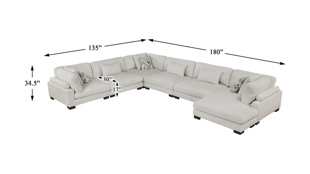 Howerton 7-pc. Modular Sectional with Ottoman Dimensions