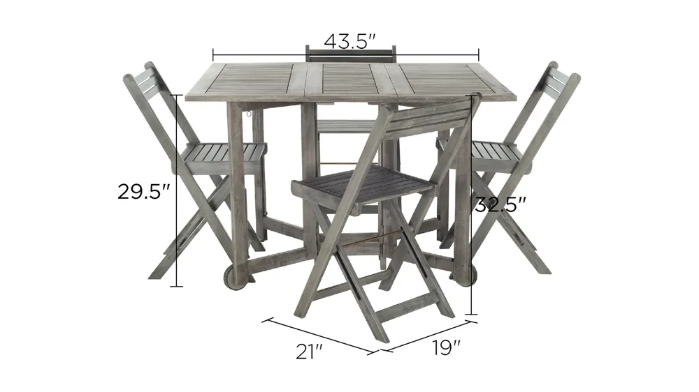 Arvin 5-pc. Outdoor Cabinet Dining Set Dimensions