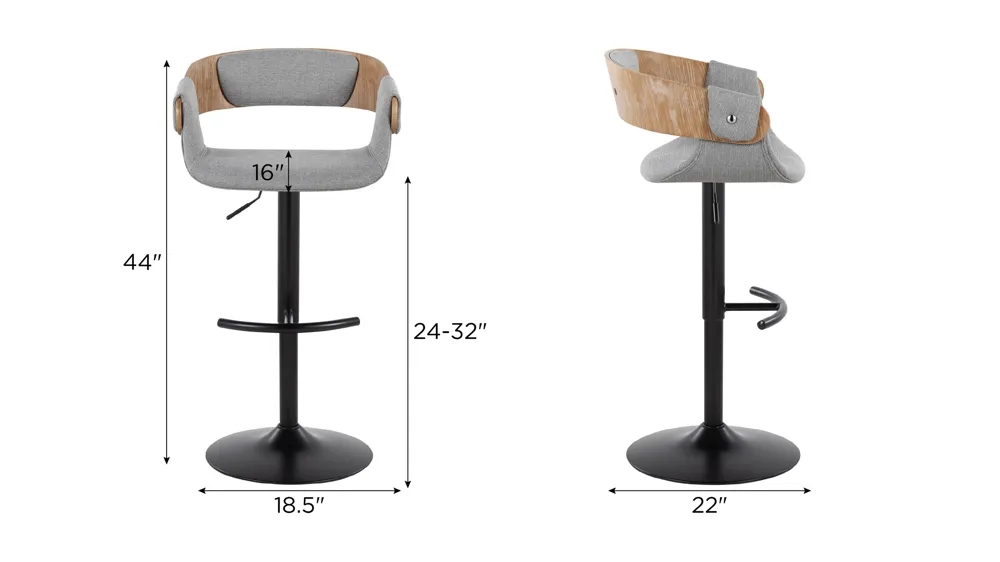 Elisa Adjustable Barstool - Set of 2 Dimensions