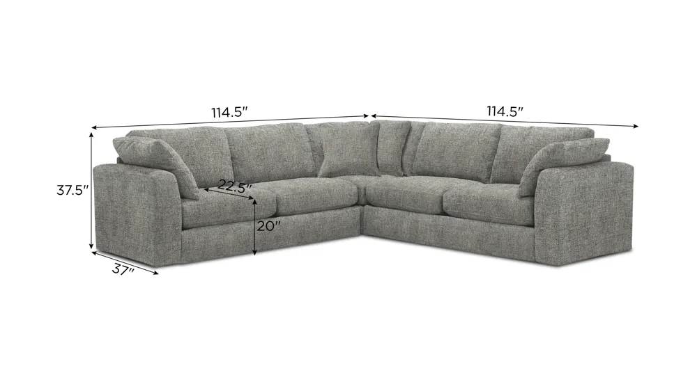 Nappily 3-pc. Sectional Dimensions