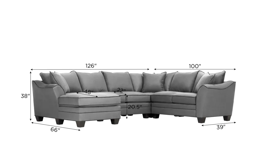 Foresthill 4-pc. Left Hand Chaise Sectional Sofa Dimensions
