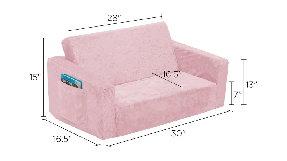 Serta Perfect Sleeper Extra Wide Kids Convertible Sofa to Lounger by Delta Children Dimensions