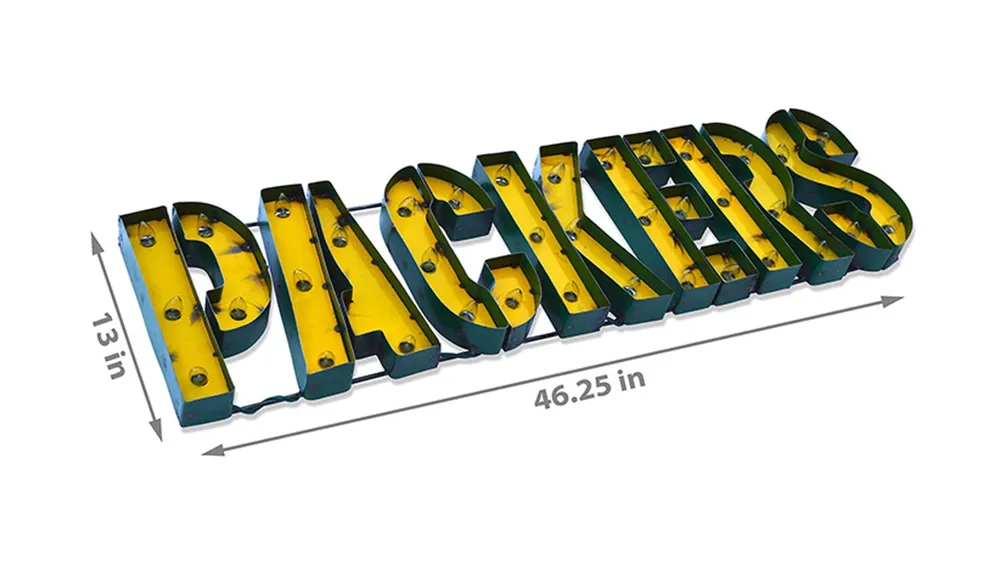 NFL Lighted Recycled Metal Sign Dimensions
