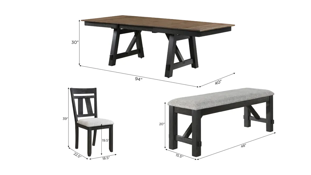 Maribelle 6-pc. Dining Set Dimensions