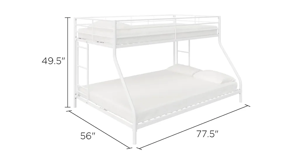 Atwater Living Bloor Small Space Twin over Full Bunk Bed Dimensions