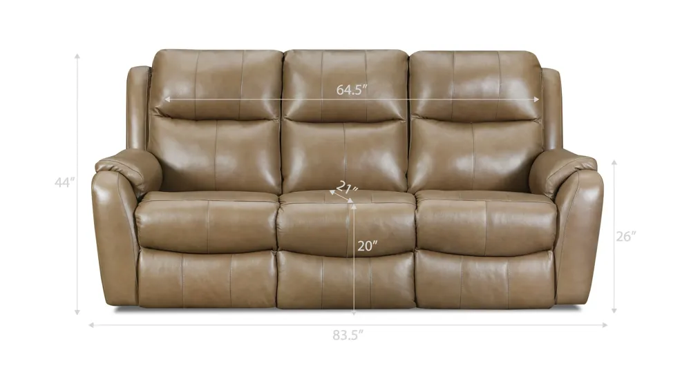 Stevens Reclining Leather Sofa Dimensions