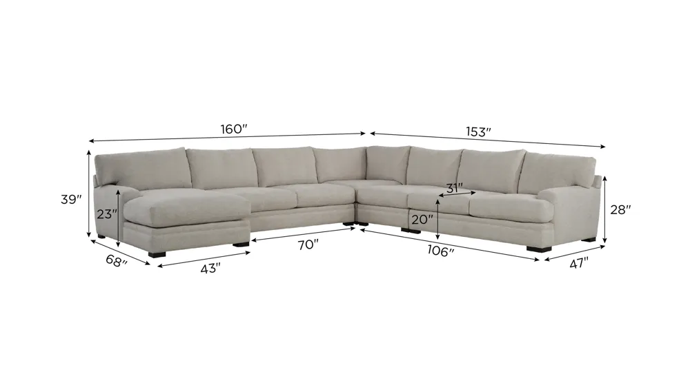 Bayside 5-pc. Sectional Dimensions