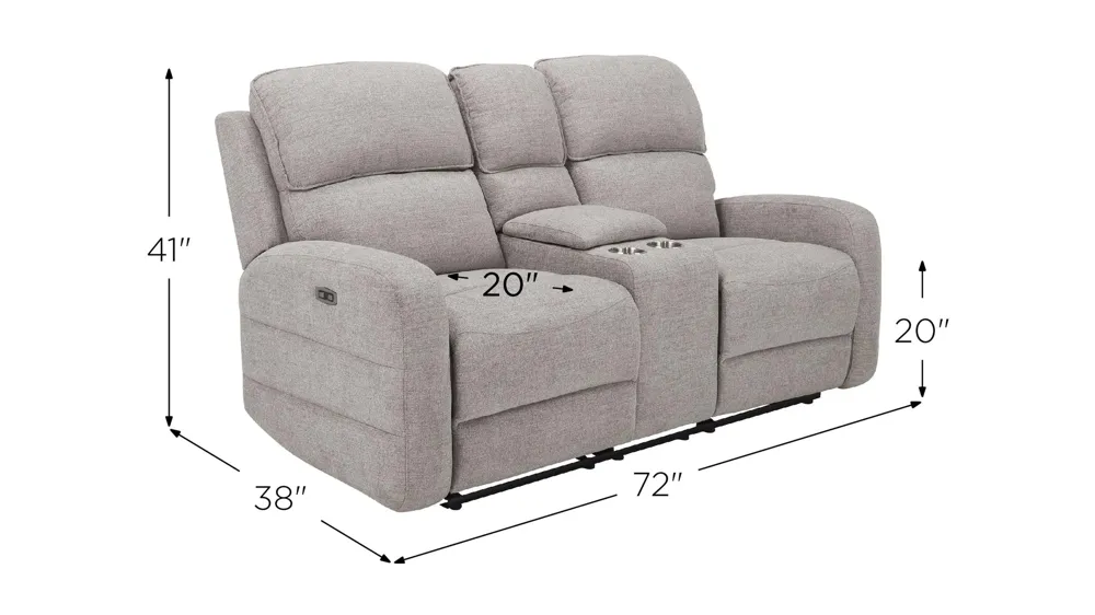 Everitt Chenille Power Console Loveseat Dimensions