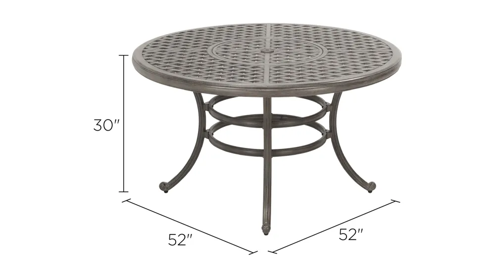 Indigo Bay 52" Round Outdoor Dining Table Dimensions