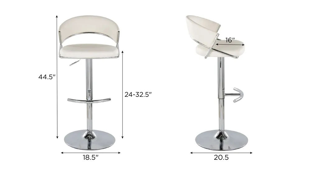 Jie Adjustable Barstool - Set of 2 Dimensions