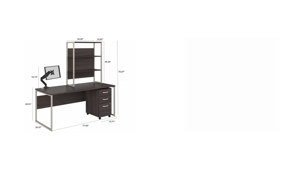 Steinbeck Computer Desk w/ Hutch and File Cabinet Dimensions