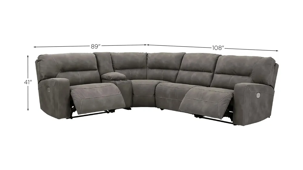 Next-Gen DuraPella 5-Piece Power Reclining Sectional Dimensions