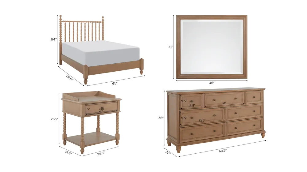 Joy 4pc. Bedroom Set Dimensions