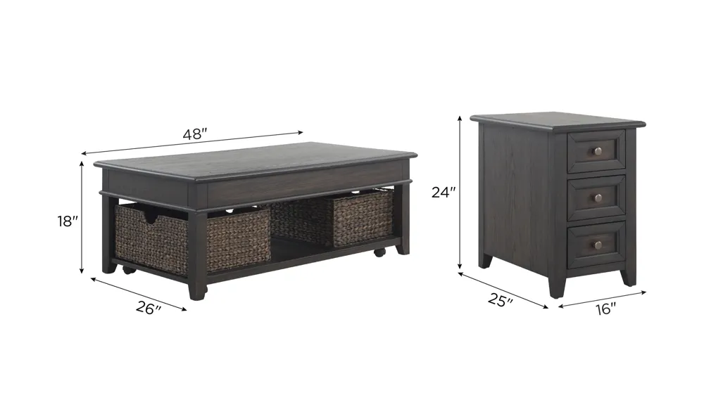 Mill Creek 3-pc. Occasional Tables Dimensions