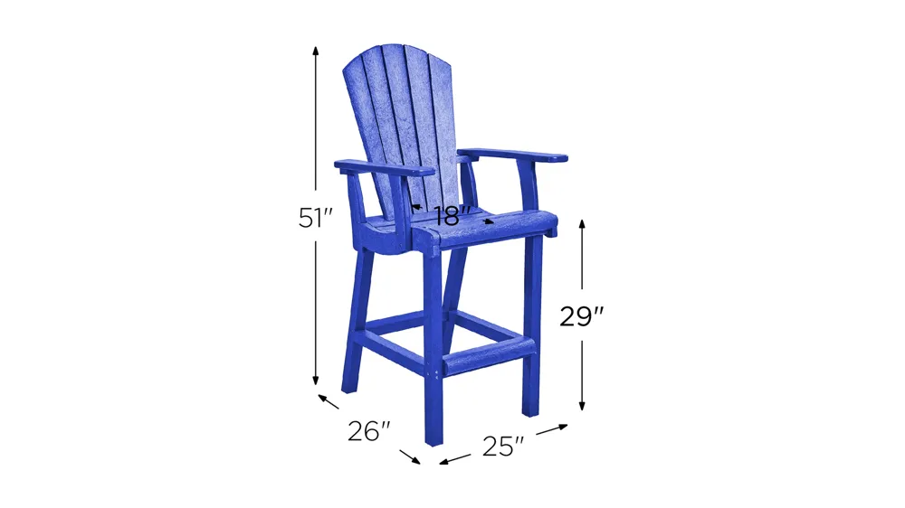 Generation Recycled Outdoor Classic Bar Height Arm Chair Dimensions
