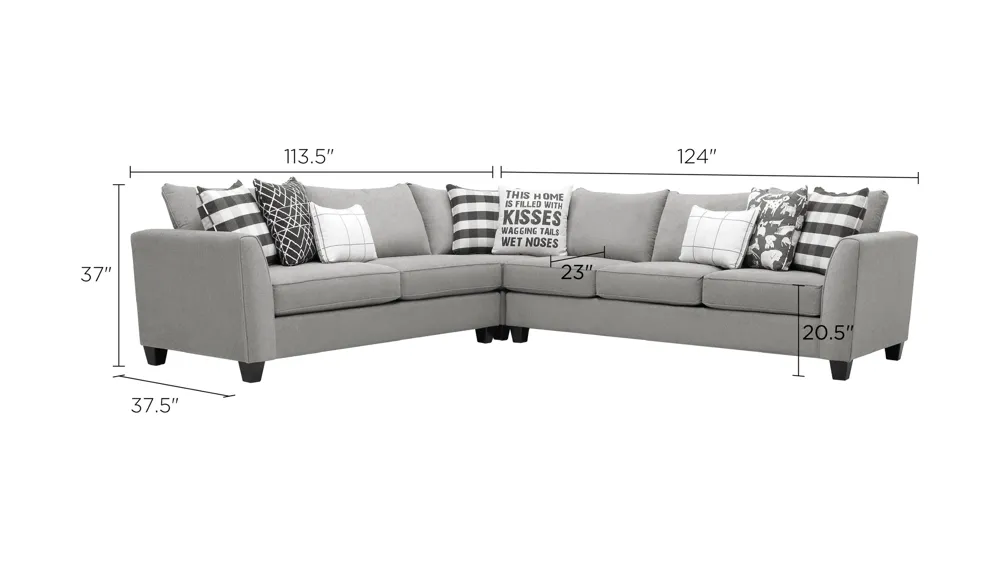 Daine 3-pc. Sectional Sofa Dimensions