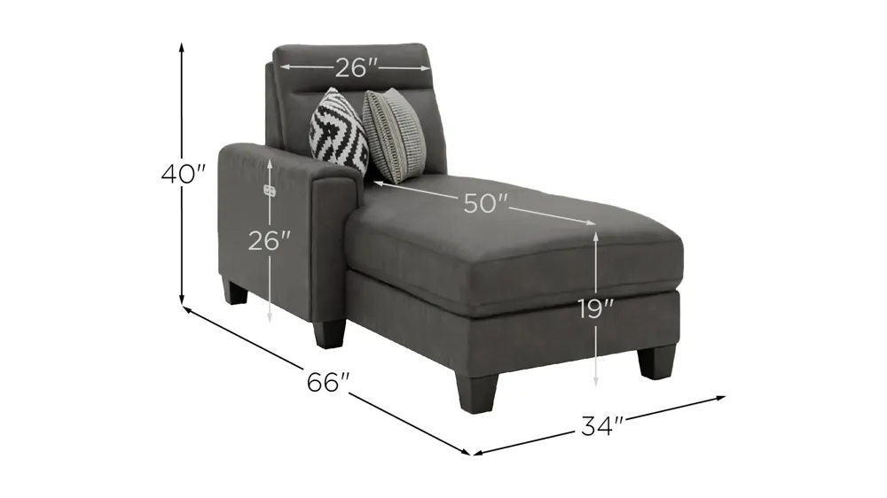 Ace Left Arm Facing Power Chaise Dimensions