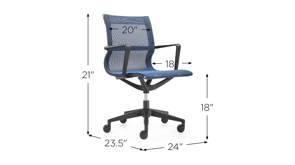 Kinetic Black Frame Office Chair with Mesh Back Dimensions
