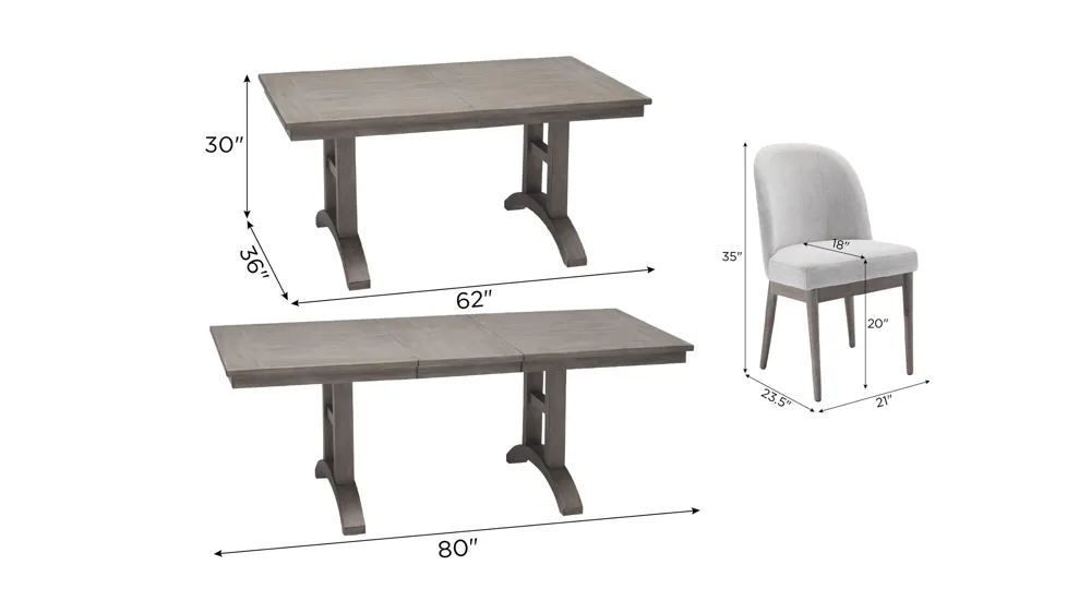 Zager 5-pc. Dining Set Dimensions
