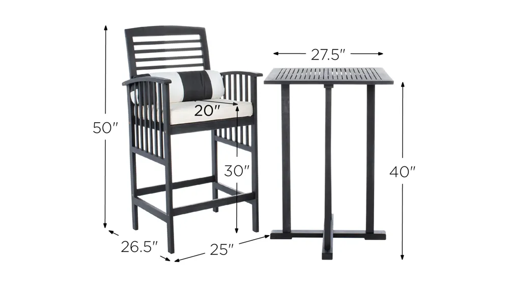 Davies 3-pc. Outdoor Pub Table Set Dimensions