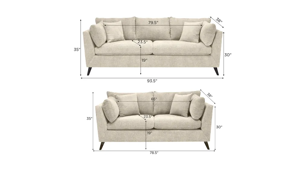 Caruso Living Room Set Dimensions
