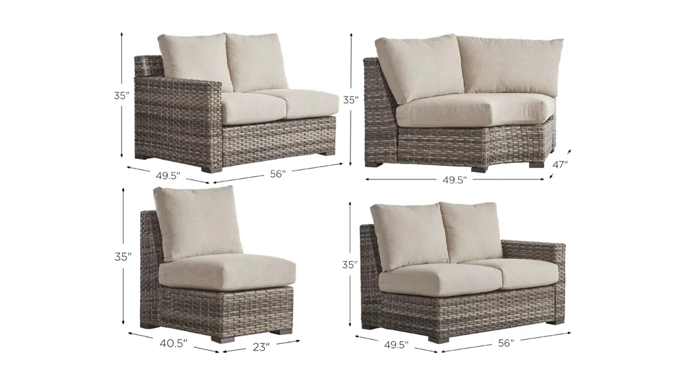 Java 4-pc. Wedge Outdoor Sectional Dimensions