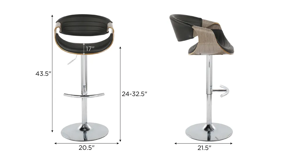 Symphony Adjustable Barstool - Set of 2 Dimensions