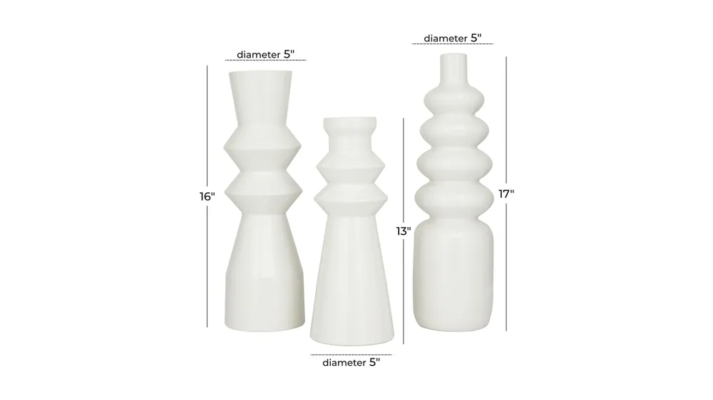 Ivy Collection Ensign Vase Set of 3 Dimensions