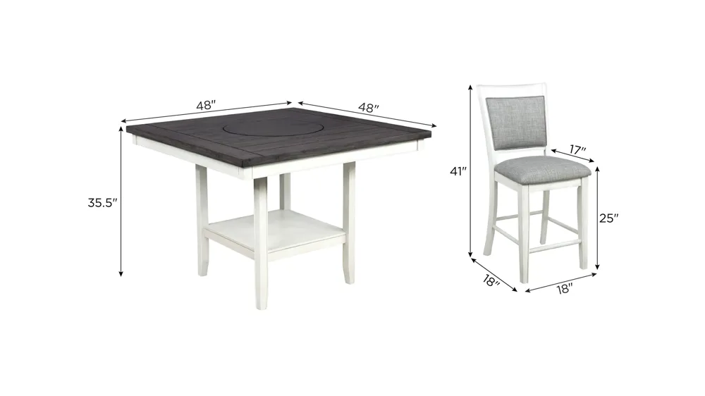 Lysander 5-pc. Counter-Height Dining Set Dimensions