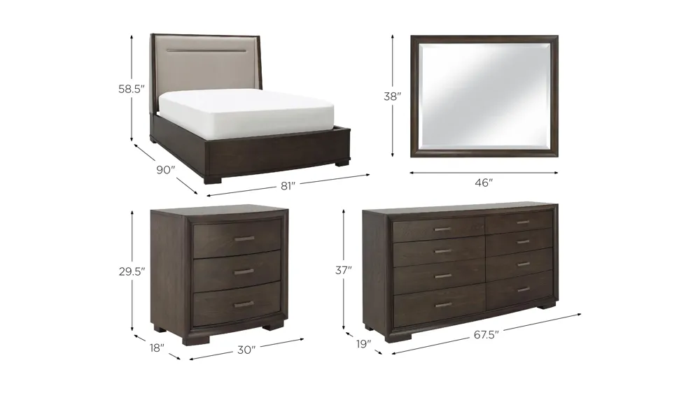 Huntington Park 4-pc. Bedroom Set Dimensions