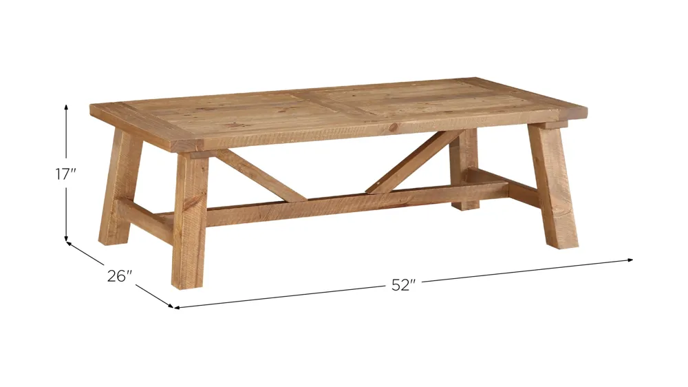 Harby Reclaimed Wood Rectangular Coffee Table Dimensions