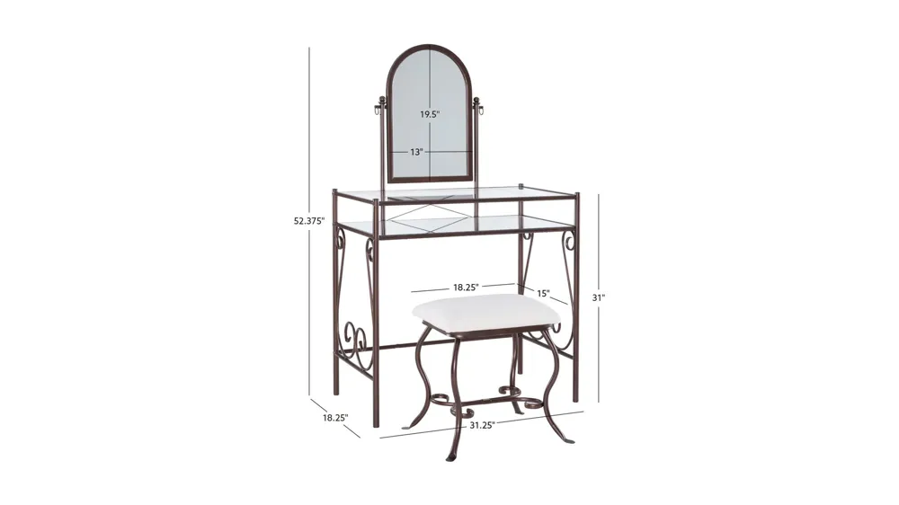 Clarisse Vanity 2-pc. Set Dimensions