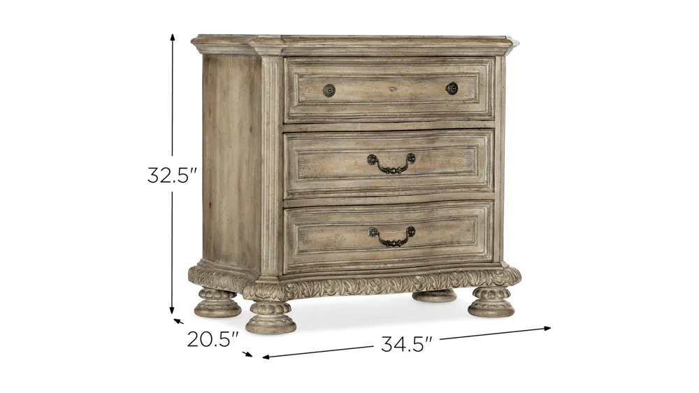 Castella Three Drawer Nightstand Dimensions