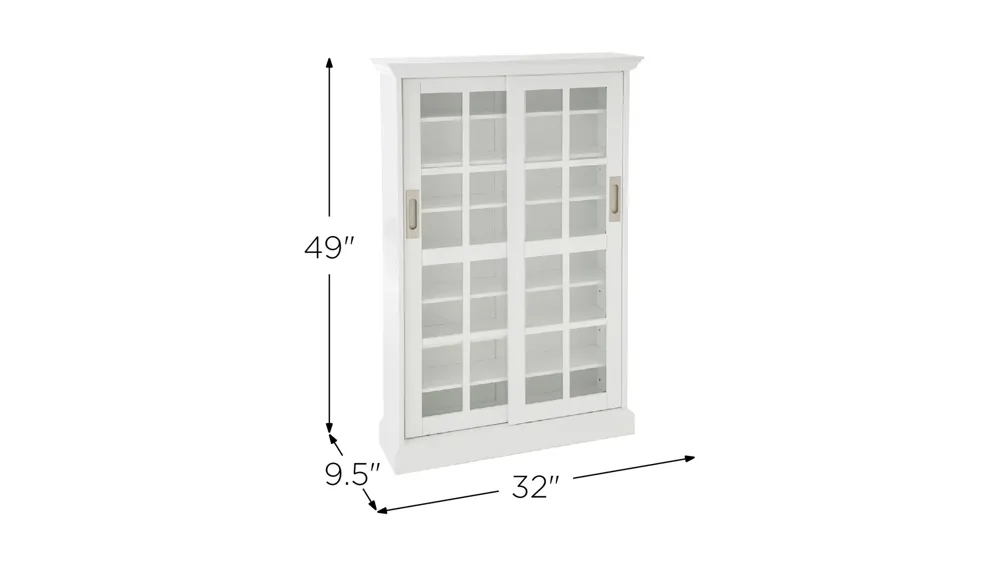 Clooney Sliding Door Windowpane Media Cabinet Dimensions