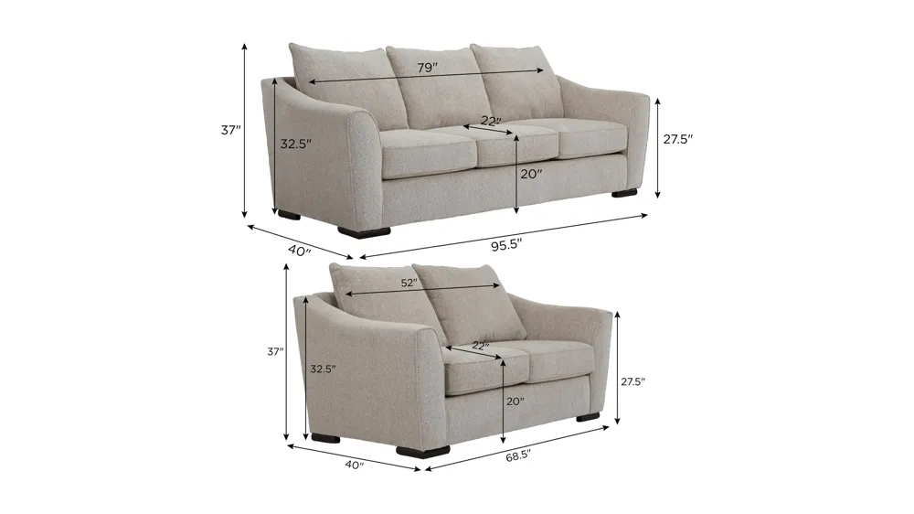 Tatum Living Room Set Dimensions