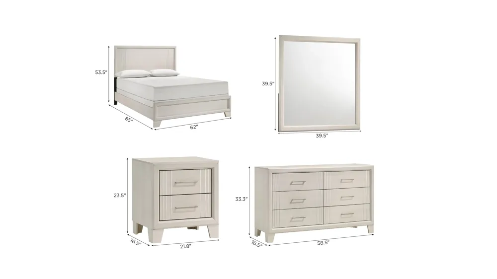 Charlie 4-pc. Bedroom Set Dimensions