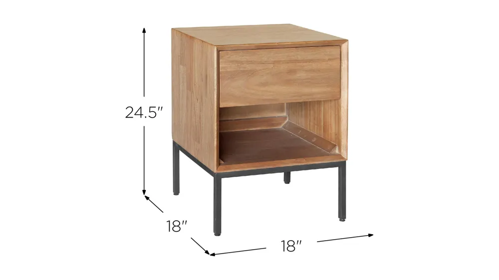 Hathaway 1-Drawer Nightstand Dimensions