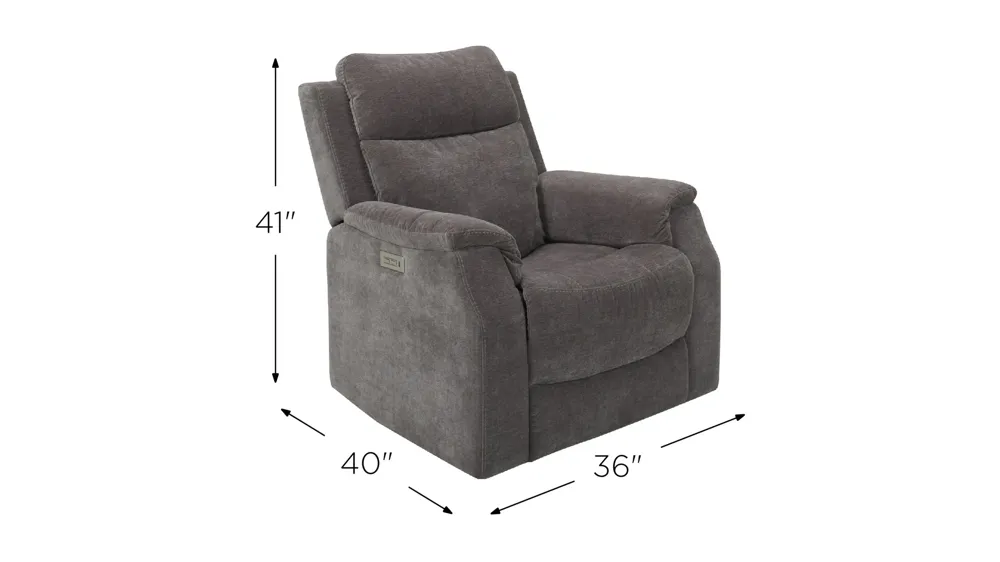 Bromway Power Layflat Recliner w/ Power Headrest Dimensions