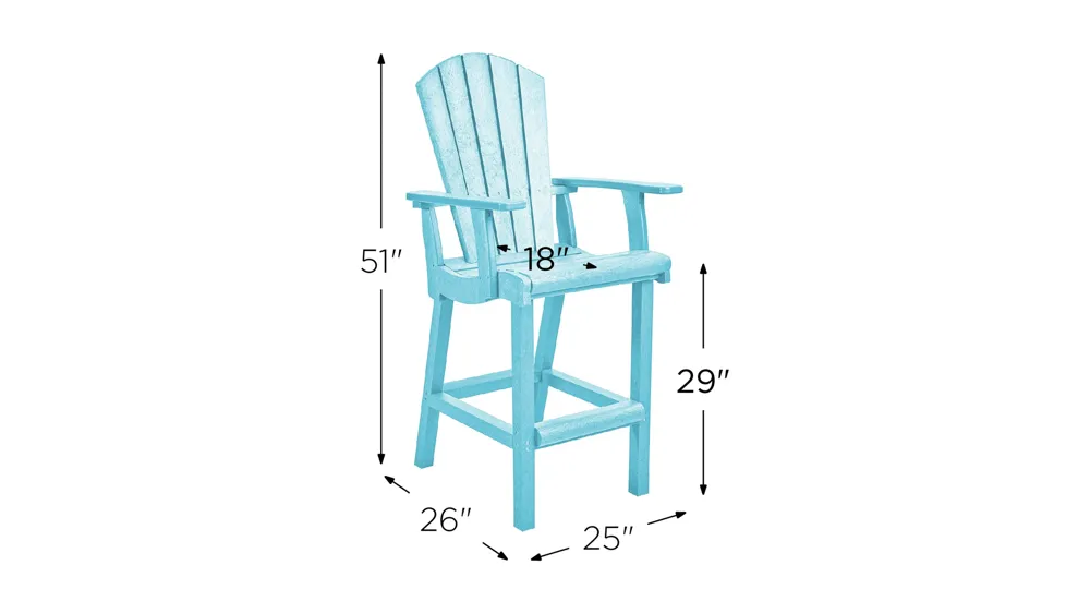 Generation Recycled Outdoor Classic Bar Height Arm Chair Dimensions