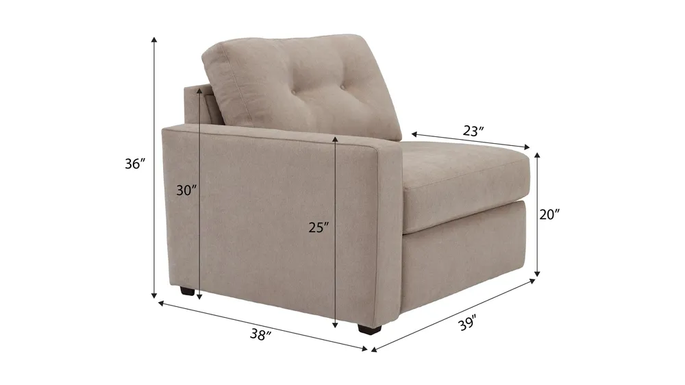 ModularOne Left Arm Facing Power Recliner Dimensions