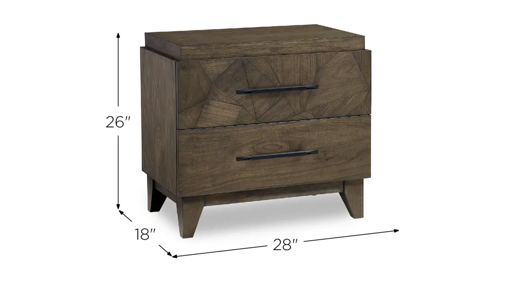Broderick Two-Drawer Nightstand Dimensions