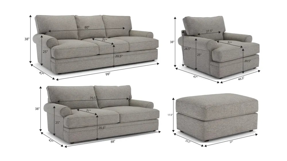 Nelson Living Room Set Dimensions
