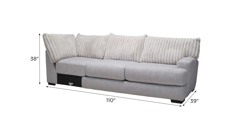 Mondo Right Arm Facing Sofa w/Return Dimensions