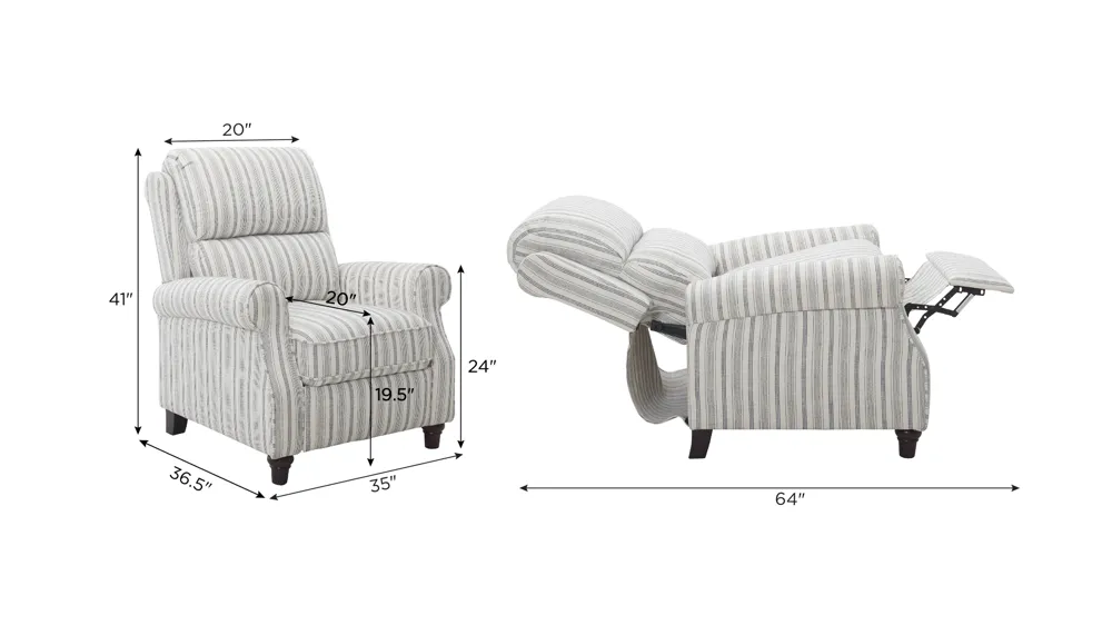 Moorea Push Back Recliner Dimensions