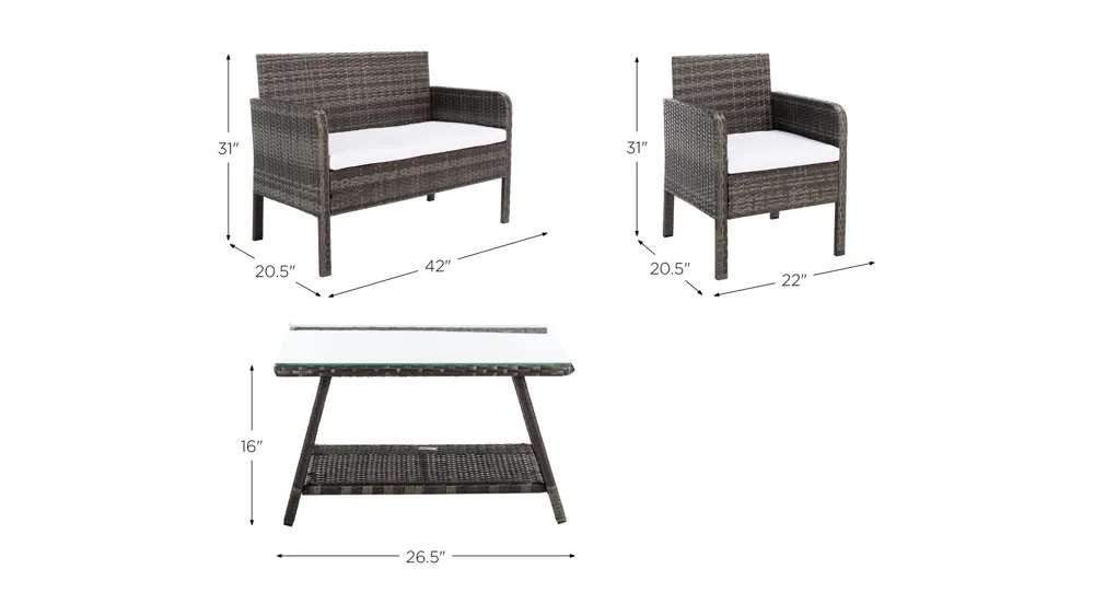 Leah 4-pc. Patio Set Dimensions