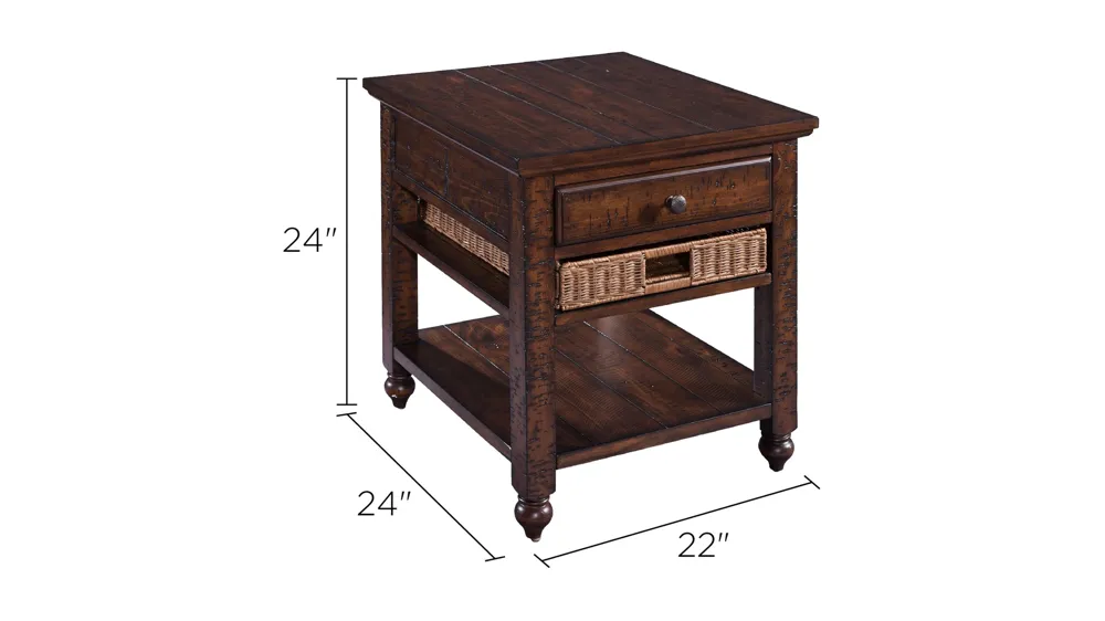 Cottage Lane Wood Rectangular End Table Dimensions