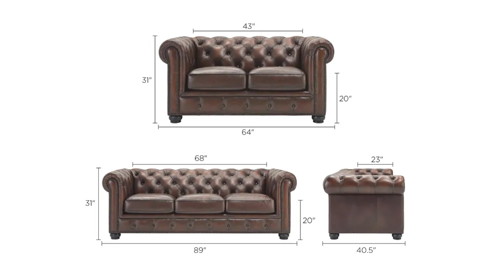 Hutchinson Living Room Set Dimensions