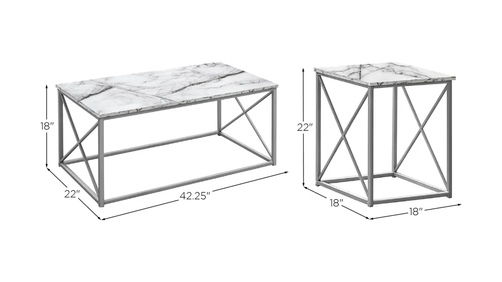 Monarch Specialties 3-pc. Table Set Dimensions