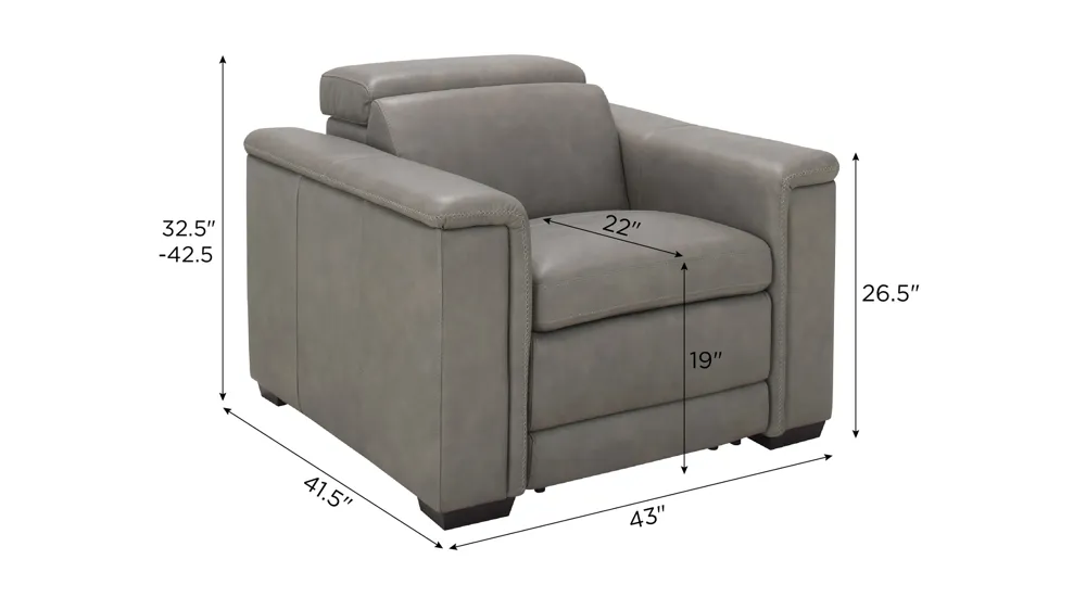 Finnegan Power Recliner w/ Power Headrest Dimensions