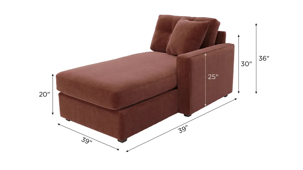 ModularOne Right Arm Facing Chaise Dimensions